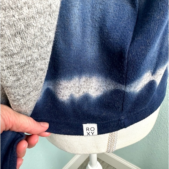 Roxy Sweatshirt Sm Staying True Sweatshirt Gray Blue Stretchy Dip-Dyed - Picture 9 of 13
